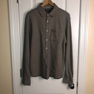 Kenneth‎ Cole 100% Cotton Shirt Mens L/S Taupe Knit Medium Fit Business Casual